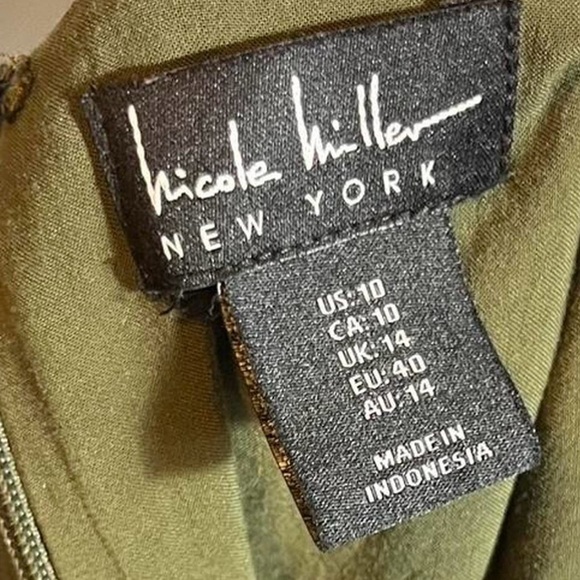 Nicole Miller Sage Green Midi Dress Rayon Cottagecore Size 10 - Picture 7 of 8